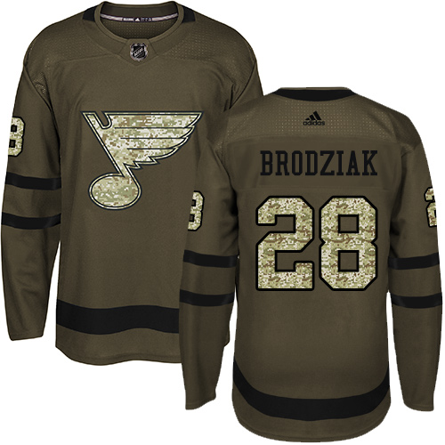 Adidas Blues #28 Kyle Brodziak Green Salute to Service Stitched NHL Jersey